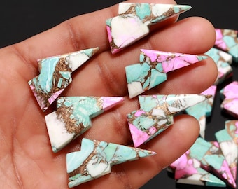 Pink Cotton Candy Turquoise Lightning Bolt Gemstone, Cabochon Jewelry Supply