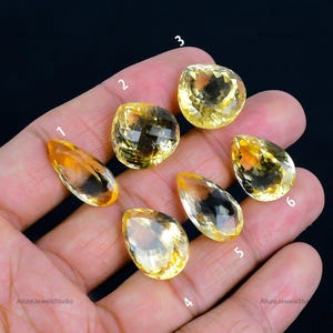Natural Citrine Faceted Gemstone, Yellow Citrine Gemstone, Handmade Pear Shape Stone for jewelry Making, Citrine Loose Gemstone Gifts
