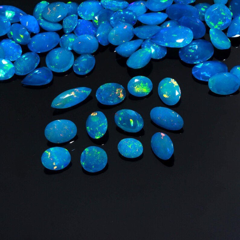 Ethiopian Opal Multi Fire Opal – Welo Blue Opal Gem Wholesale Lot image 3