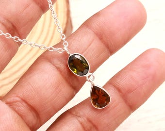Multi Tourmaline Necklace 925 Sterling Faceted Oval Cut October Birthstone Daily Wear Jewelry