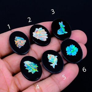 Untreated 11.90 Cts Aura Opal Carving, Black Opal Gemstone, Oval Shape Loose Opal For Jewelry Making