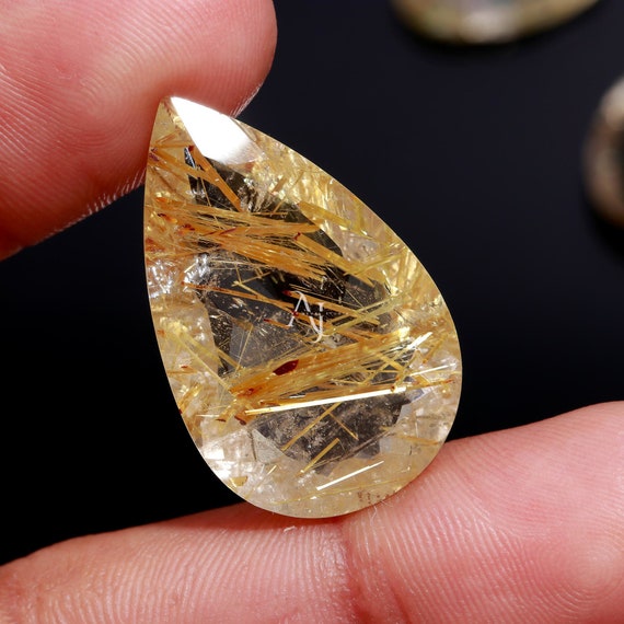 Golden Rutile Natural Gemstone Wholesale Lot, Pear Oval, Fancy - Main Image