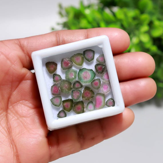 Multi Tourmaline Gemstone Mix, Bi-Color Slices, 2-8mm Loose Stones