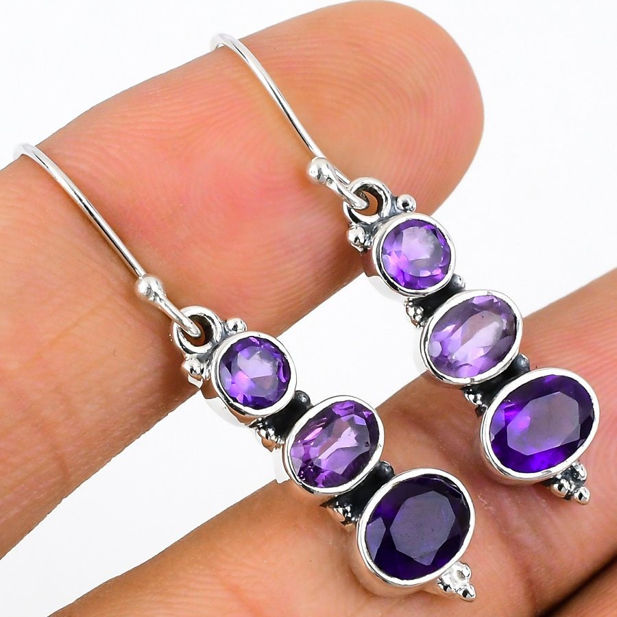 Sterling Silver Natural Amethyst & .025 CTW Natural Diamond Earrings -  652632-60014-P