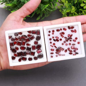 Faceted Garnet Gemstones Mixed Shapes Red Cut Stones