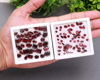 Faceted Garnet Gemstones Mixed Shapes Red Cut Stones