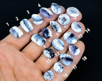Natural Dendrite Opal Cabochons: Black Gemstone for Jewelry Making