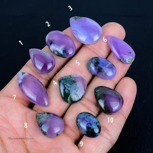 Purple Moss Agate Cabochon: 22.00 Cts Pear Gemstone