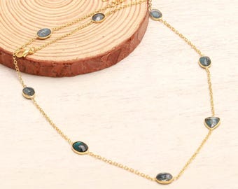 Blue Sapphire Gemstone, 925 Silver Necklace, Oval Shape Gem September Birthstone, Party Wear Jewelry,