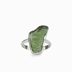 925 Solid Sterling Silver | Natural Moldavite Gemstone Ring | Handmade Nature Rings | Birthday Gift | Graduation Gift