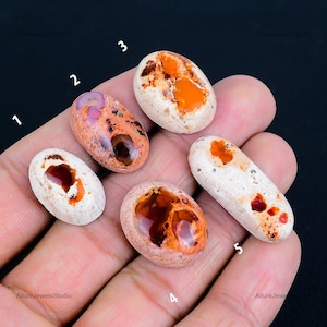Natural 22.00 Cts Mexican Opal Cabochon, Orange Gemstone, Oval Opal Spiritual Crystal Mineral