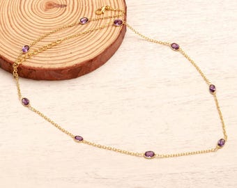 Purple Amethyst Gemstone 925 Silver Pendant Oval Shape Gem February Birthstone Daily Wear Jewelry
