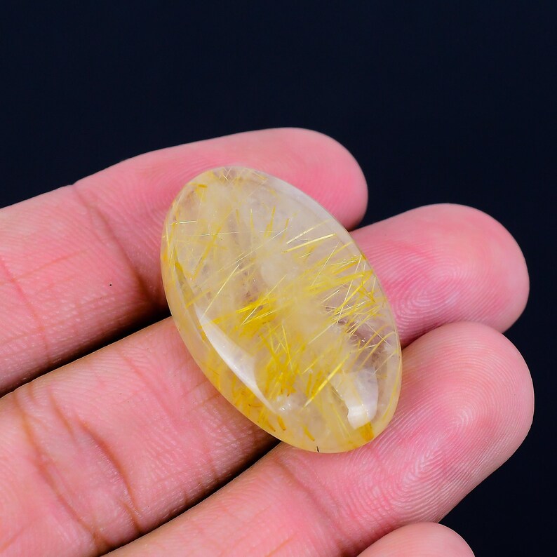 Real Gemstone, Reiki Gemstone, Opaque Gems, Cabochon, Healing Gemstone, Real Golden Rutile, Jewelry Supplies, Polished Gemstone, Oval Gems, Yellow Golden Rutile, Oval Golden Rutile, Craft Supply, Genuine Gemstone