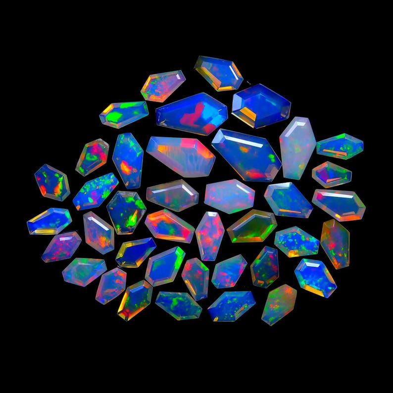 Ethiopian Welo Opal Crystal – Coffin Shape Multi Fire Opal Gemstone image 8