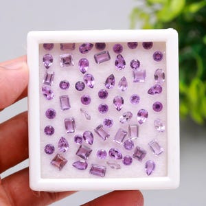 100 Pieces Amethyst Faceted Gemstone Mix Shape and Size Amethyst  Cut Stone, Natural Purple Color Amethyst Loose Stone