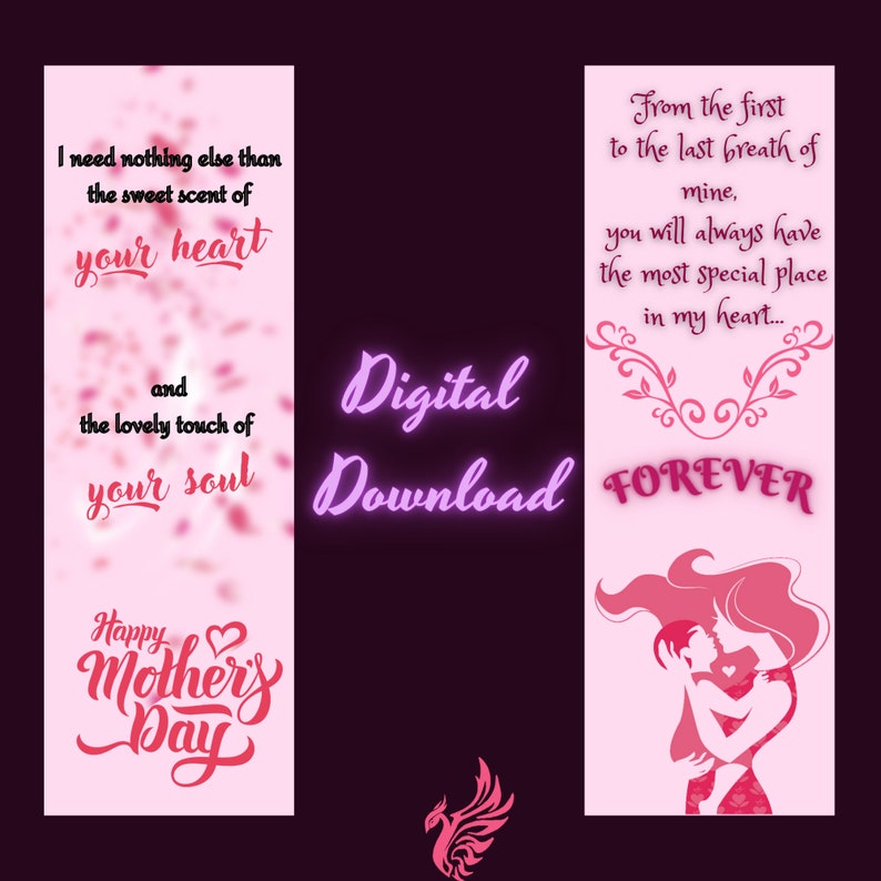 Mother's Day Bookmarks Printable Bookmark Bundle Instant Etsy