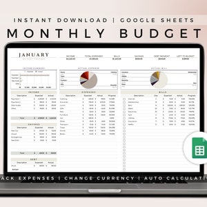Monthly Budget Planner Spreadsheet Template For Google Sheets, Budget Calendar, Budget by Paycheck, Monthly Budget Template, Bill Calendar