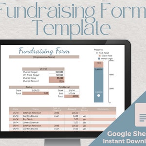 Editable Fundraising Form | Donation Log | Fundraising log | Google Sheet | Silent Auction Bidding Sheet | Raise Money | Printable Form|