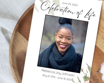 Editable Funeral Program Template Canva Celebration of Life Funeral ...
