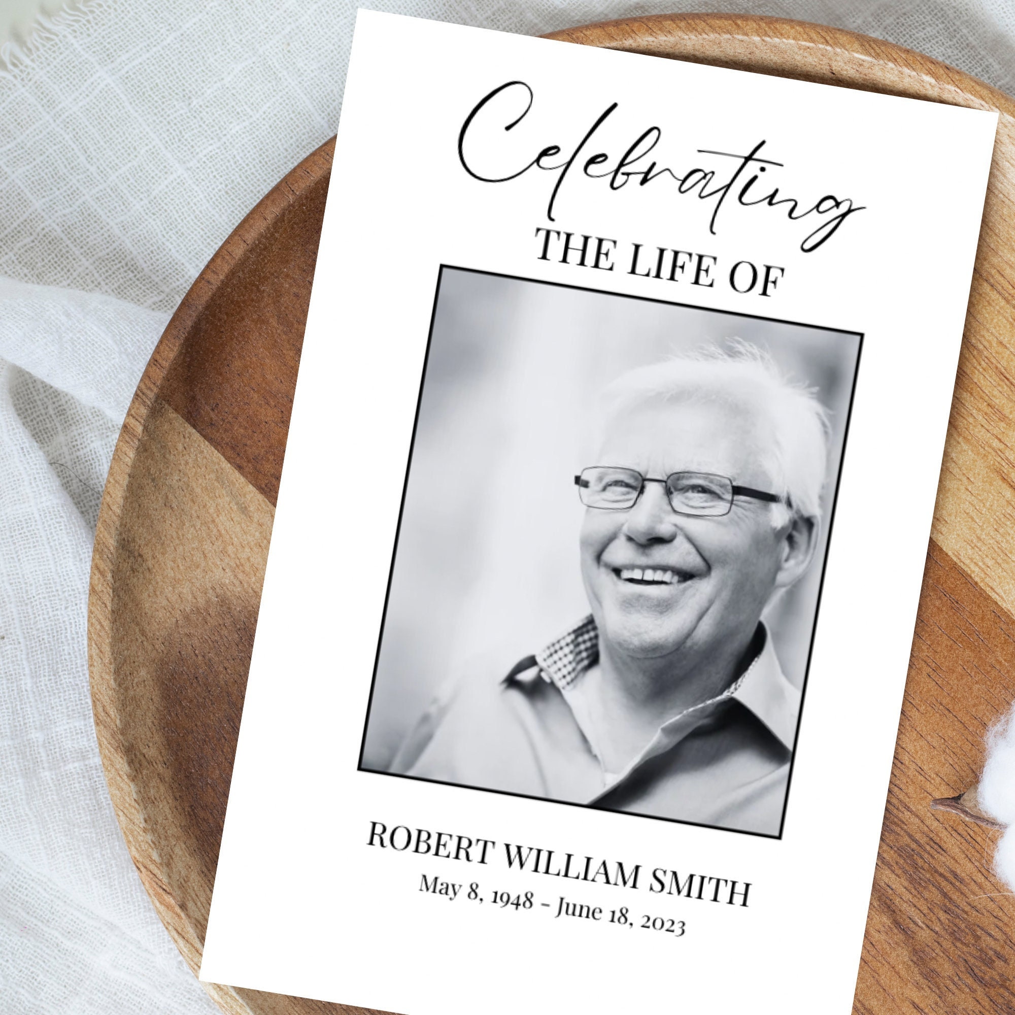 Editable Funeral Program Template Canva Celebration of Life Funeral ...