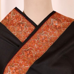 Elegante chal de cachemira, chal de seda pashmina de cachemira negro hecho a mano, bufandas de cachemira premium, chales suaves y cálidos, regalo de invierno.