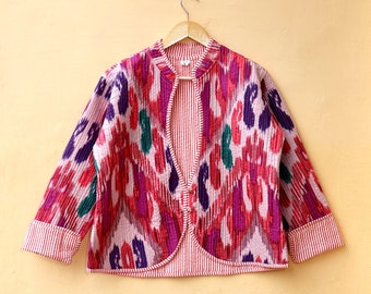 Handmade Kantha Quilted Cotton Jacket, Boho Kimono Coat