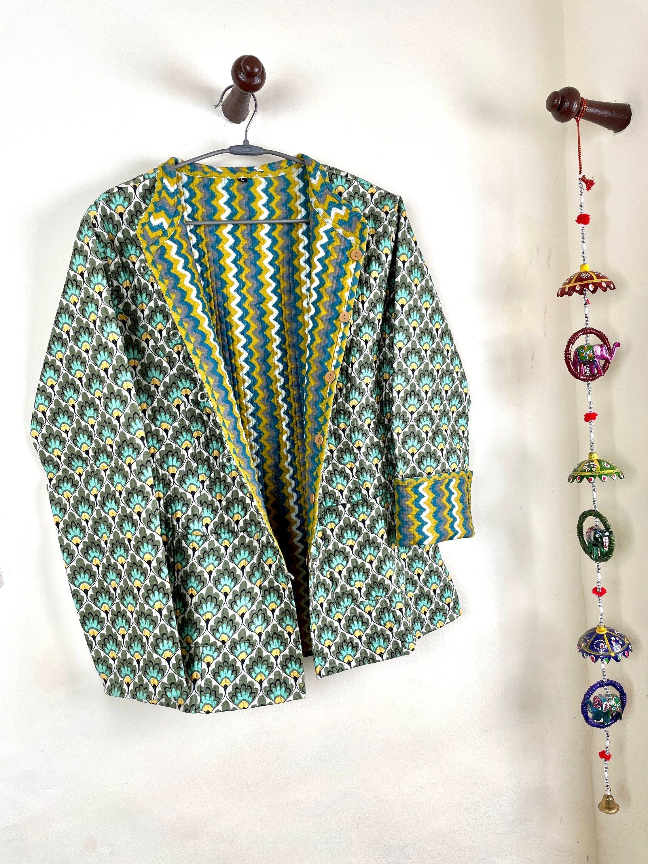 Indian Handmade Quilted Cotton Fabric Jacket Stylish Multicolor Women