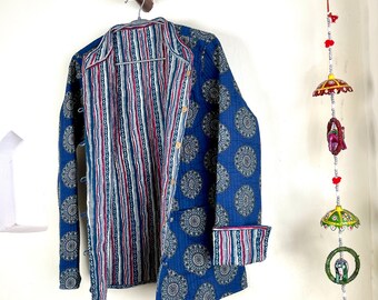 ハンドメイドコットンキルティングジャケット：リバーシブルインド