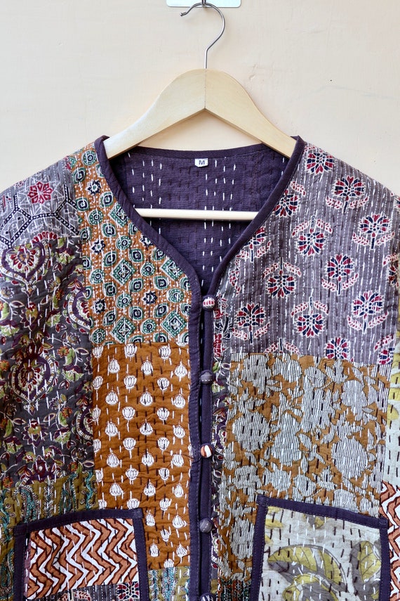 Patchwork Kantha Quilted Jacket Indian Handmade Stylish Patchwork Women s Coat Winter Spring Reversible Kantha Jacket for Her Etsy Australia