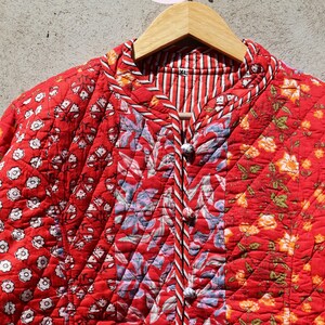 Handmade Cotton Quilted Jacket, Floral Patchwork Reversible Boho Coat ...