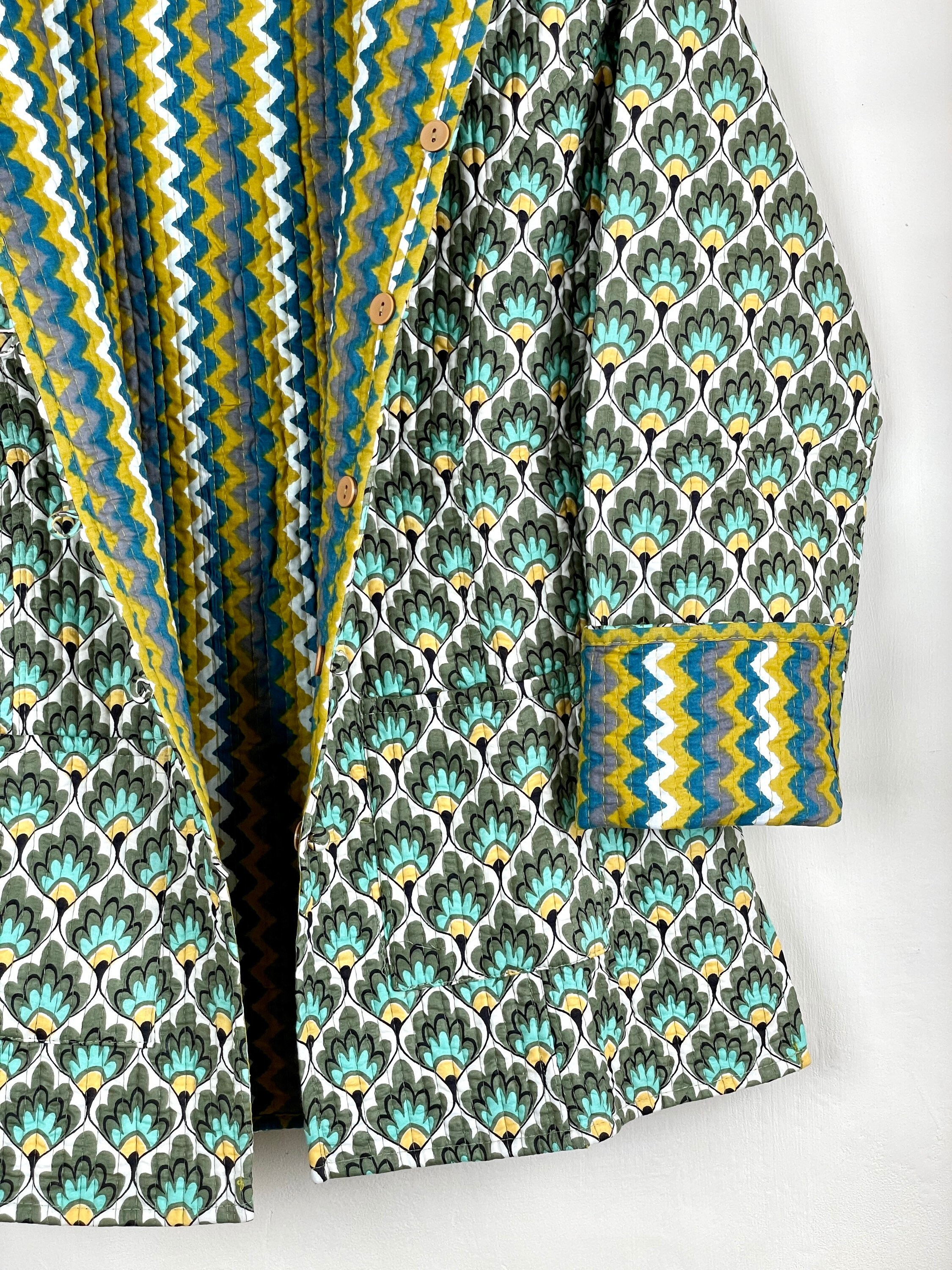 Indian Handmade Quilted Cotton Fabric Jacket Stylish Etsy