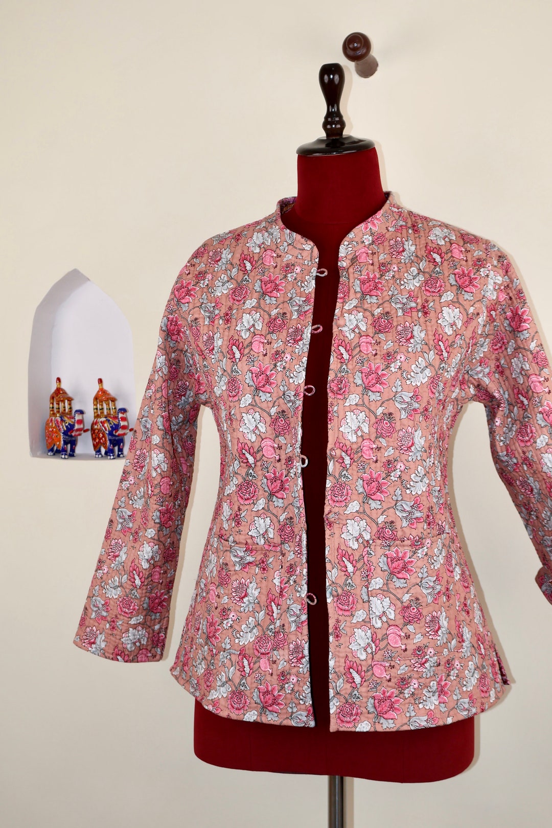 Indian Handmade Quilted Cotton Fabric Jacket Stylish Peach & Etsy