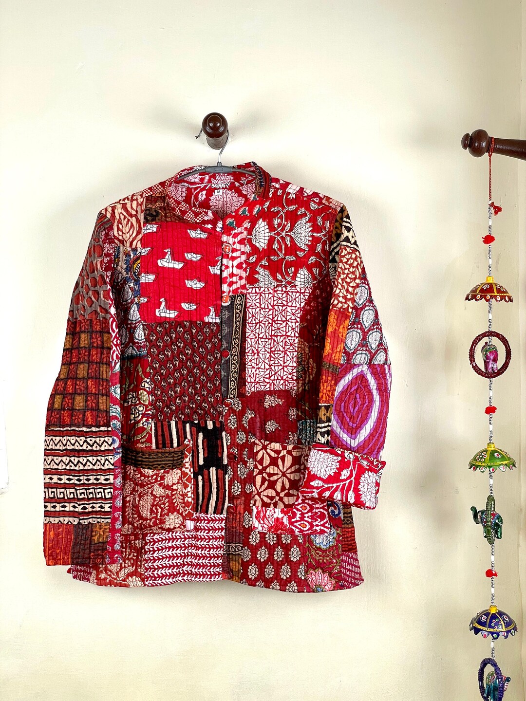 Kimono Giacca Invernale Patchwork Vintage Fatto A Mano - Stile Indiano Kantha - Taglia Unica Donna - Foto 4