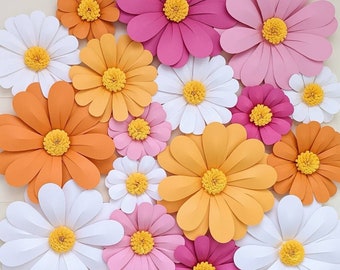Retro Paper Daisy Flower Wall, Groovy 60s Party Backdrop, Groovy Party Decor, Daisy Theme, Daisy Wall Decor, Baby Shower and Birthday