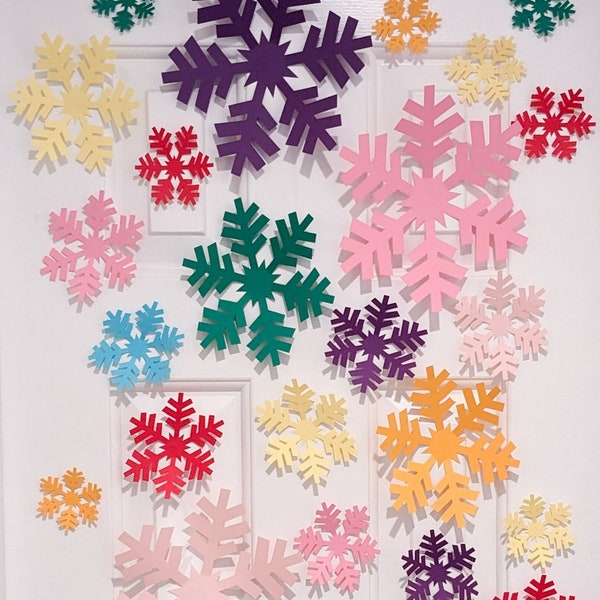 Colorful Snowflakes for Wall, Bright Snowflake Decoration, Whimsical Christmas Party, Cute 3D Paper Snowflake, Pastel Winter Wonderland