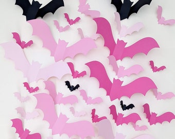 Pink Halloween Bats: 3D Pastel Paper Wall Decor and Party Supplies