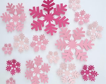 Pink Paper Snowflake Decorations: Pastel Winter Wonderland Set