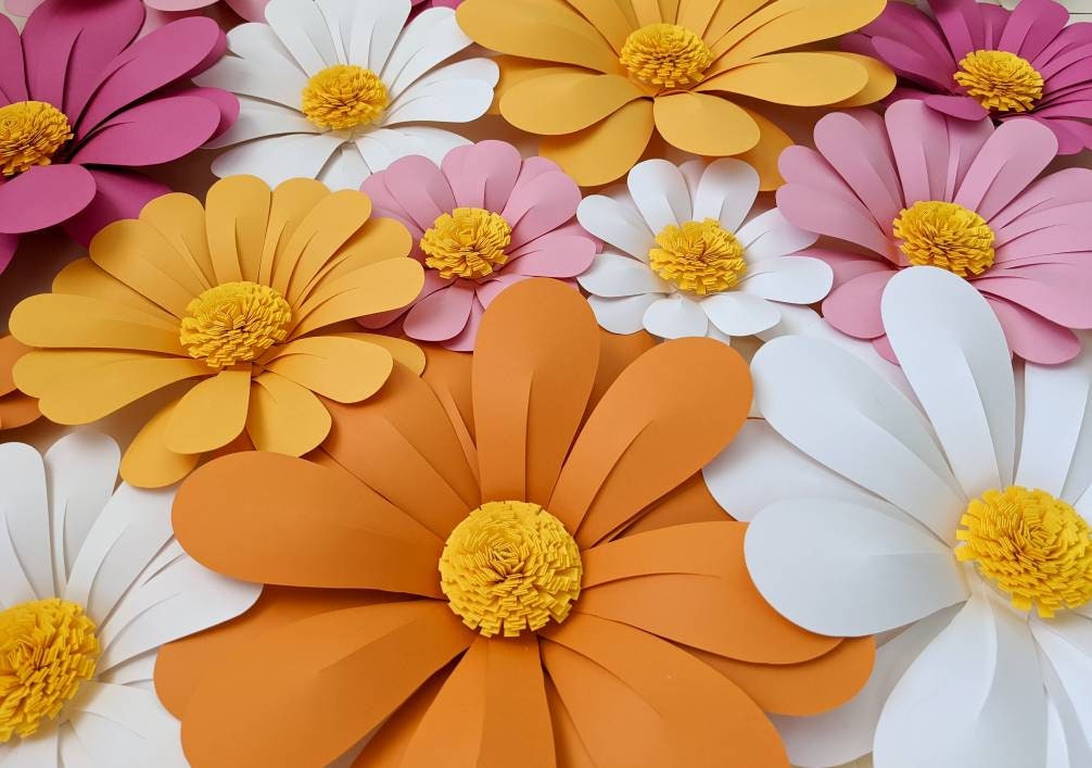 Retro Daisy Flower Wall Paper Daisy Flowers for Backdrop Etsy