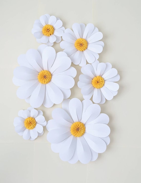 Paper Daisy Wall Decor, Papers flowers for Baby Shower, Paper Flowers for Party Backdrop, Groovy Hippie Theme Birthday Decorations