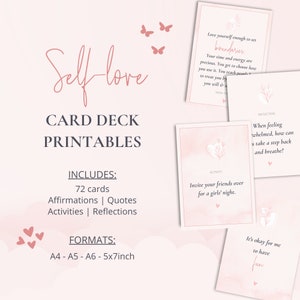 Self-love Affirmation Cards Deck | Self-Esteem Cards | Positivity Cards | Affirmation Deck | Daily Affirmation | 72 Printable Cards
