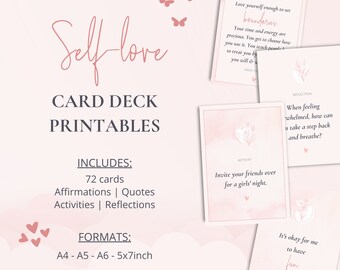 Selbstliebe Affirmation Karten Deck | Selbstwertkarten | Positivity Karten | Affirmation Deck | Tägliche Affirmation | 72 druckbare Karten
