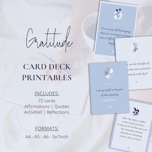 Jeu de cartes d’affirmation de gratitude | Cartes d'encouragement | Cartes de positivité | Plate-forme d’affirmation de pleine conscience | 72 cartes imprimables