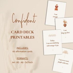 Jeu de cartes d’affirmation confiante | Cartes d’estime de soi | Cartes de positivité | Plate-forme d’affirmation | Affirmation quotidienne | 66 cartes imprimables