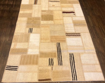 rug Neuf Patchwork Tapis de crème-blanche peau/patchwork 181 cm x 121 cm rug Neuf Patchwork Tapis de crème-blanche peau/patchwork 181 cm x 121 cm