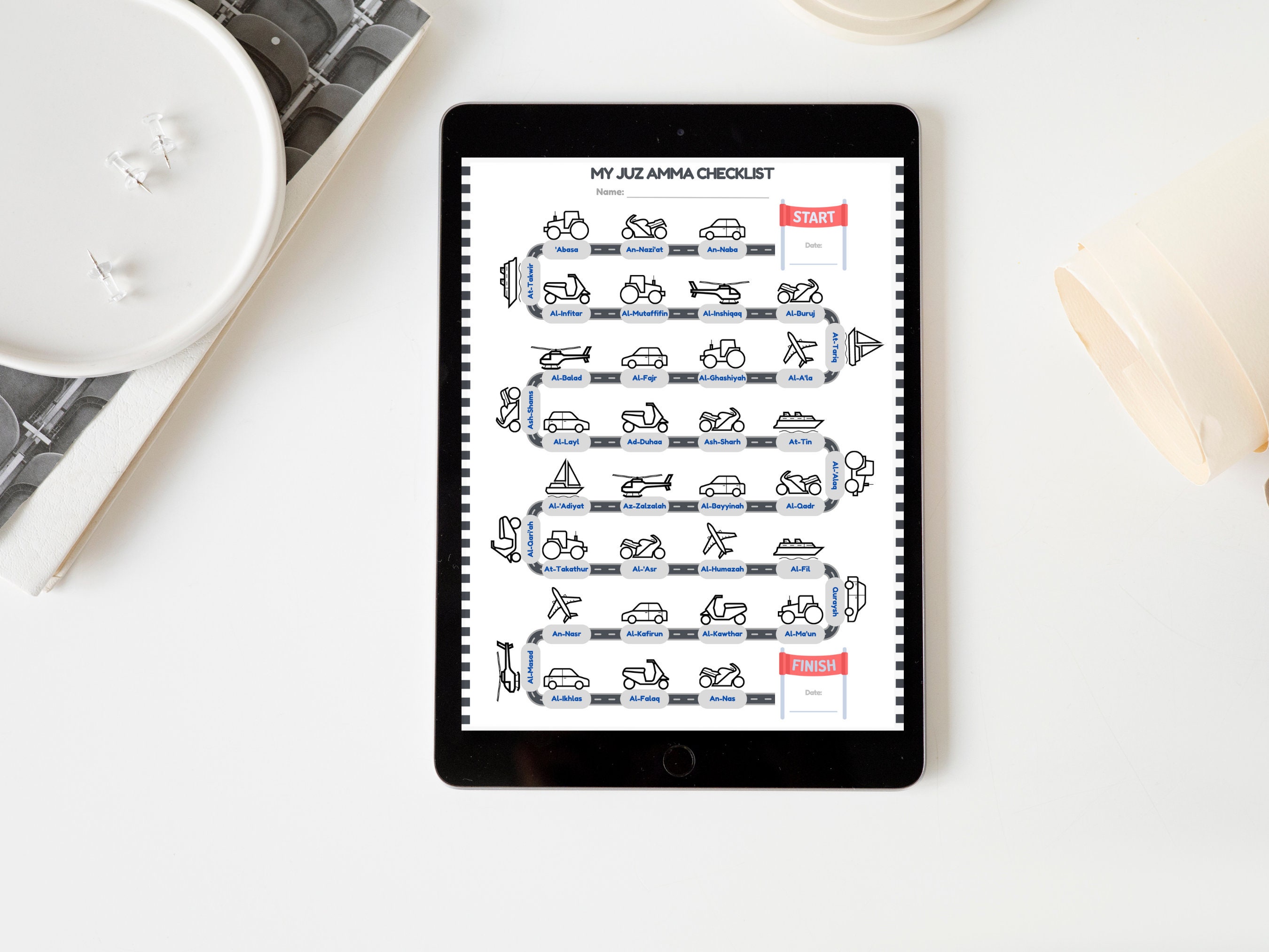 Juz Amma Checklist, Juz 30 Tracking Coloring, Digital Printable ...