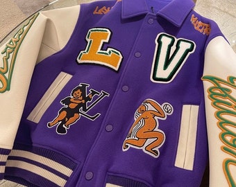 Leather Letterman Jacket Women - Etsy