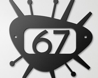 MCM House Numbers - Metal Atomic Age Starburst Custom Made - Mid Century Modern Home Decor - Message us Your House Number for Customization