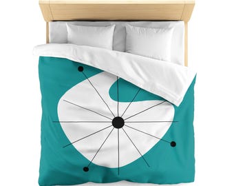 Mid-Century Abstrakt Atomic Mikrofaser Bettbezug | Retro Starburst Bettwäsche