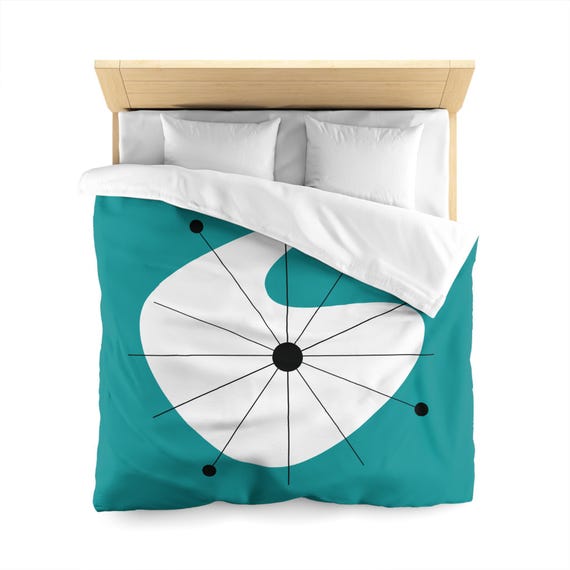Mid-Century Abstract Atomic Microfiber Duvet Cover | Retro Starburst Bedding