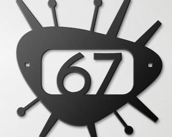 MCM House Numbers - Metal Atomic Age Starburst Custom Made - Mid Century Modern Home Exterior Decor